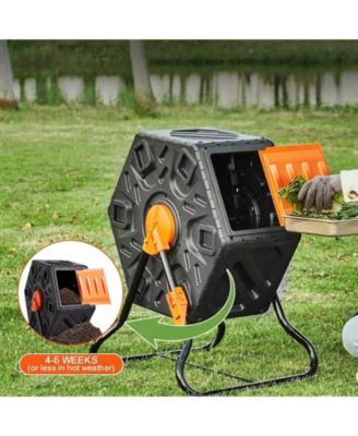 18.5-Gal Rotating Compost Tumbler Bin with Sliding Door and Steel Frame