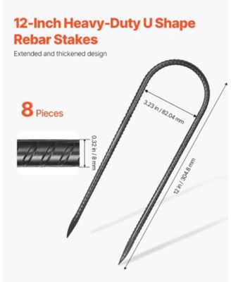 12-in Galvanized Steel Rebar Stakes Ground Anchors for Fencing and Tents