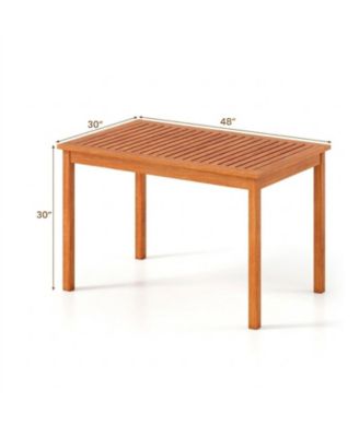 48 in Rectangular Wood Outdoor Dining Table for 4-6 People