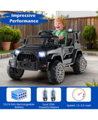 Kids 12V Ride On Car Truck with Trailer, Battery Powered Ride On Toy