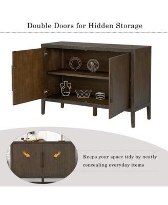 Farmhouse Sideboard, 47.25" Wooden Buffet Cabinet with Pine Veneer, Adjustable Feet and Metal Handles for Living Room, Kitchen