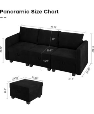Sectional Sofa with Storage Four Seat L Shaped Couch Storage Ottoman Modern Velveteen Modular Sectional Apartment