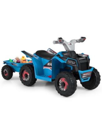 Kids 6V Ride On ATV Quad with Trailer, Electric Battery Powered Car