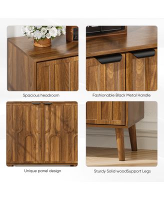 Sideboard Buffet Cabinet, Farmhouse Wood Storage Cabinet with Paper Clip Design for Kitchen, Dining Room, Living Room