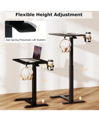 Mobile Height Adjustable Overbed Table with Cup Holder, 24 x 16 in