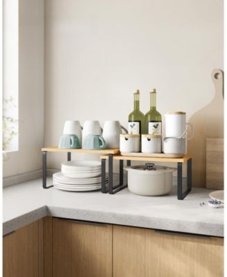 Stackable Expandable Cabinet Organizer Shelf Metal Wood Spice Rack