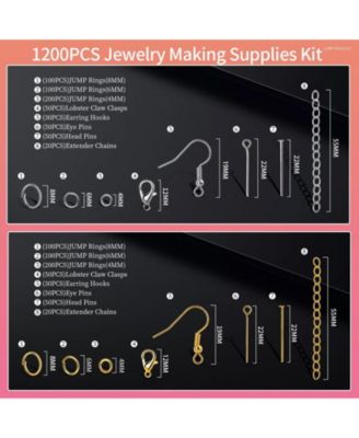 1200pcs Jump Rings Earring Hooks Lobster Clasps Necklace Extenders Jewelry Findings Kit