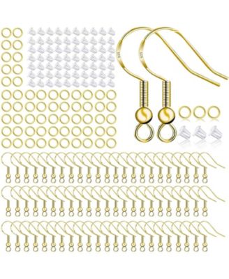 500pcs Earring Hooks Ear Wires Fish Hooks Jump Rings Silicone Backs Stoppers Jewelry Making Kit