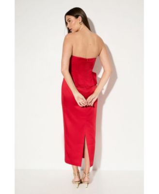 Women's Premium Bonded Satin Corset Midaxi Dress