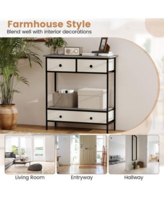 Farmhouse Console Table with Open Storage Shelf for Hallway