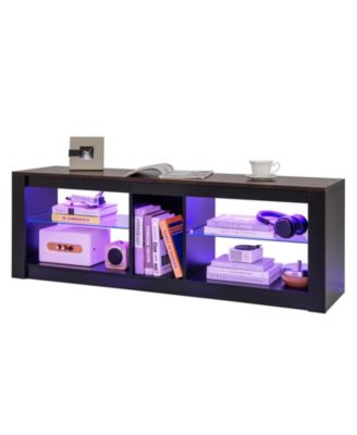 Modern TV Stand with LED Light and Adjustable Shelves for TVs up to 65 inch
