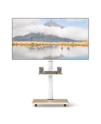 Rolling TV Stand on Wheels Mobile TV Cart for 32-75 Inch TVs Portable AV Cart