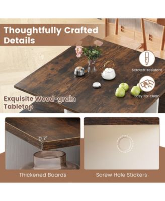 2-Tier Square Coffee Table with 4 Storage Compartments