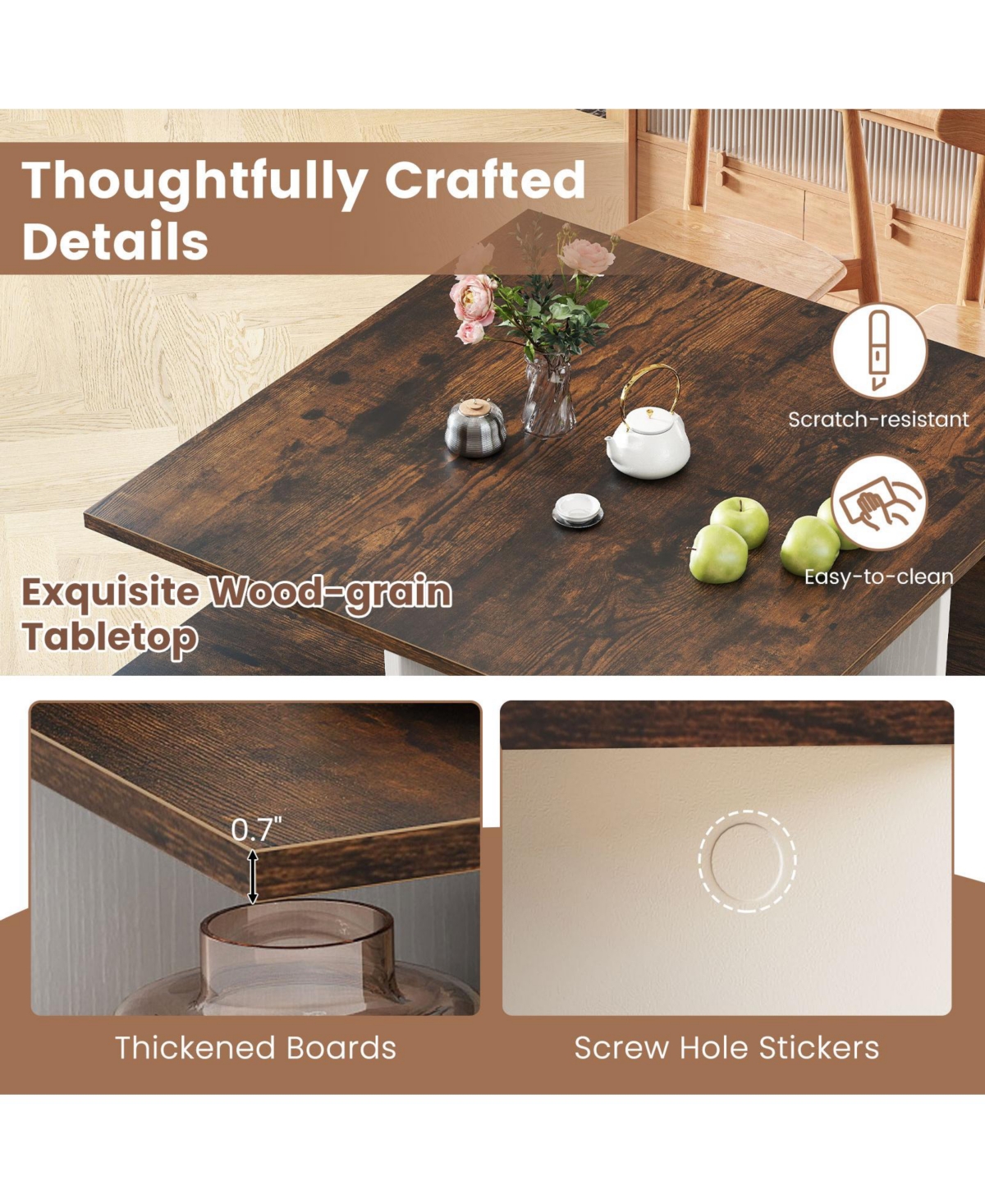 Gouun 2-Tier Square Coffee Table with 4 Storage Compartments