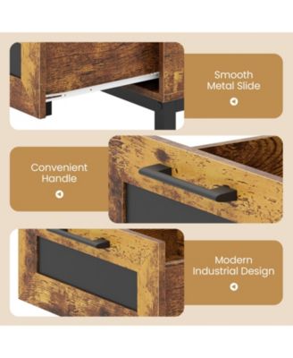 47-Inch Oval Coffee Table with Drawers and Open Compartments