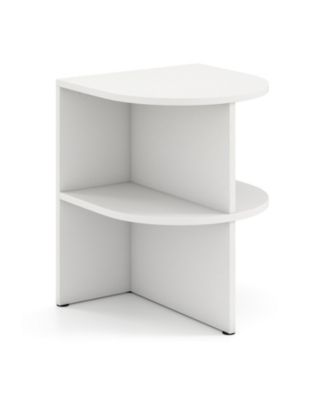 Half Round End Table with Two Open Shelves for Small Spaces, 15 x 15 x 19 in