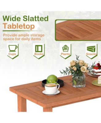 Slatted Wood Patio Coffee Table for Deck and Poolside