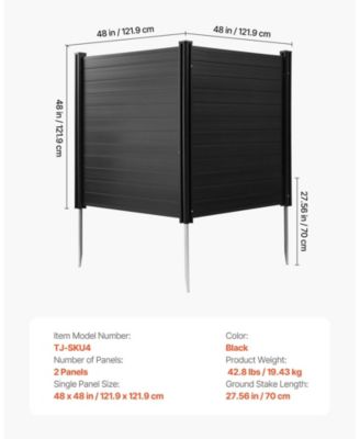 2 Panel Outdoor Privacy Screen 48 x 48 in Vinyl Fence for Pool Equipment