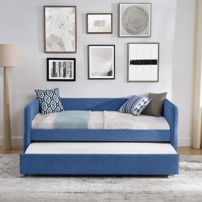 Boucle Daybed w/ Twin Trundle Sofa Bed