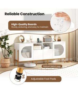 TV Stand for 70 Inch TV with Power Outlets Drawers and Open Shelves