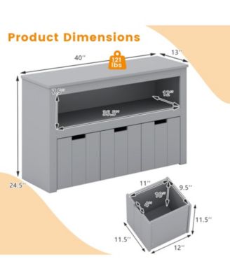 3-Drawer Kids Storage Cabinet with Wheels and Convertible Cube Shelf