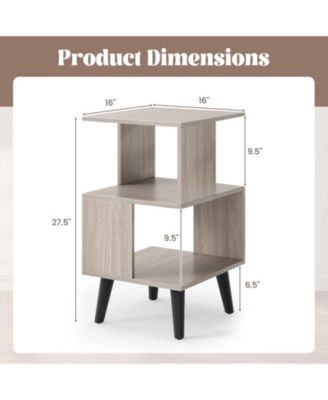 Set of 2 3-Tier Geometric Bookshelves with Open Storage Shelves, 16 x 16 x 27.5 in