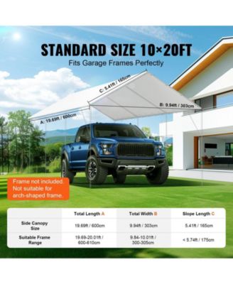 10 x 20 ft Carport Replacement Canopy Cover Waterproof UV Protection
