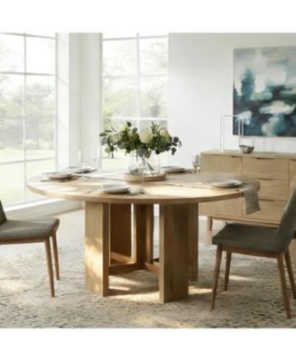 Round Dining Room Table for 4-6, 47'' Farmhouse Table, Kitchen Dinner Room Tables, Rustic Circle Tables