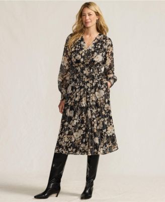 Women's Lurex Shadow Stripe Midi Dress