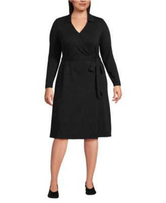 Plus Size Cotton Modal Collared Wrap Dress
