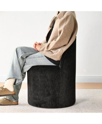 Rolling Chenille Upholstered Dining Chair with Casters 1 Piece