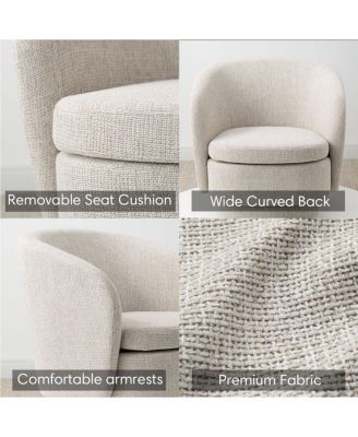30.5 Swivel Tub Accent Chair, Woven Fabric Barrel Armchair, 1 Pc
