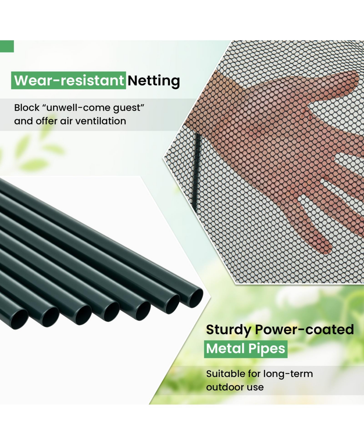 Sugift Tunnel Crop Cage Large Portable Plant Protection Tent with 2 Roll-up Zippered Doors