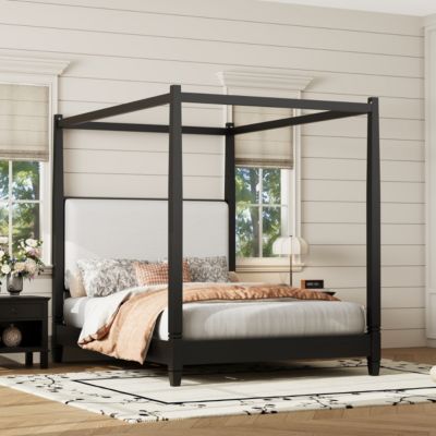 Canopy Platform Bed w/Upholstered Headboard