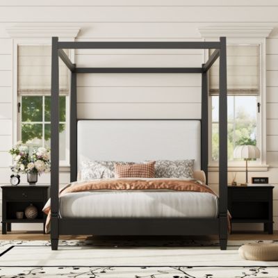 Canopy Platform Bed w/Upholstered Headboard