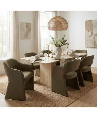 Set of 2 Dining Chairs, 19-Inch Upholstered Dining Armchairs