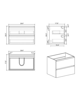 30" Wall Mounted Bathroom Vanity with Sink, Modern Minimalist MDF Floating Bathroom Vanity without Faucet, Pre-Assembled