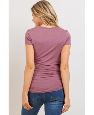 Maternity Side Ruched Short Sleeve T-Shirt Top