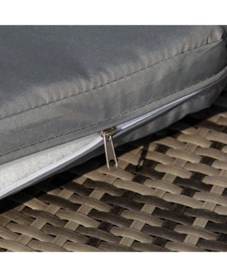 4-Piece Rattan Patio Furniture Set, Round Convertible Daybed or Sunbed with Adjustable Sun Canopy, Sectional Sofa, 2 Chairs, Table, 3 Pillows, Gray