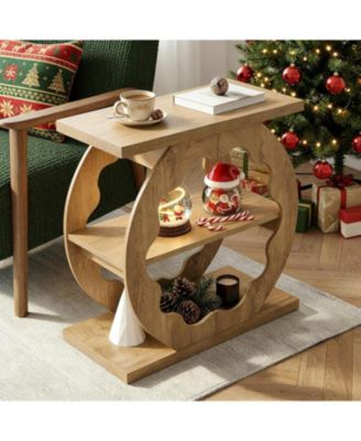 End Table for Living Room, Side Table with Storage, 3-Tier Couch End Table Narrow Nightstand