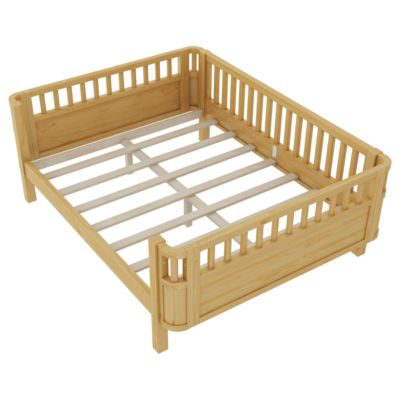Full Wood Platform Bed with Rails