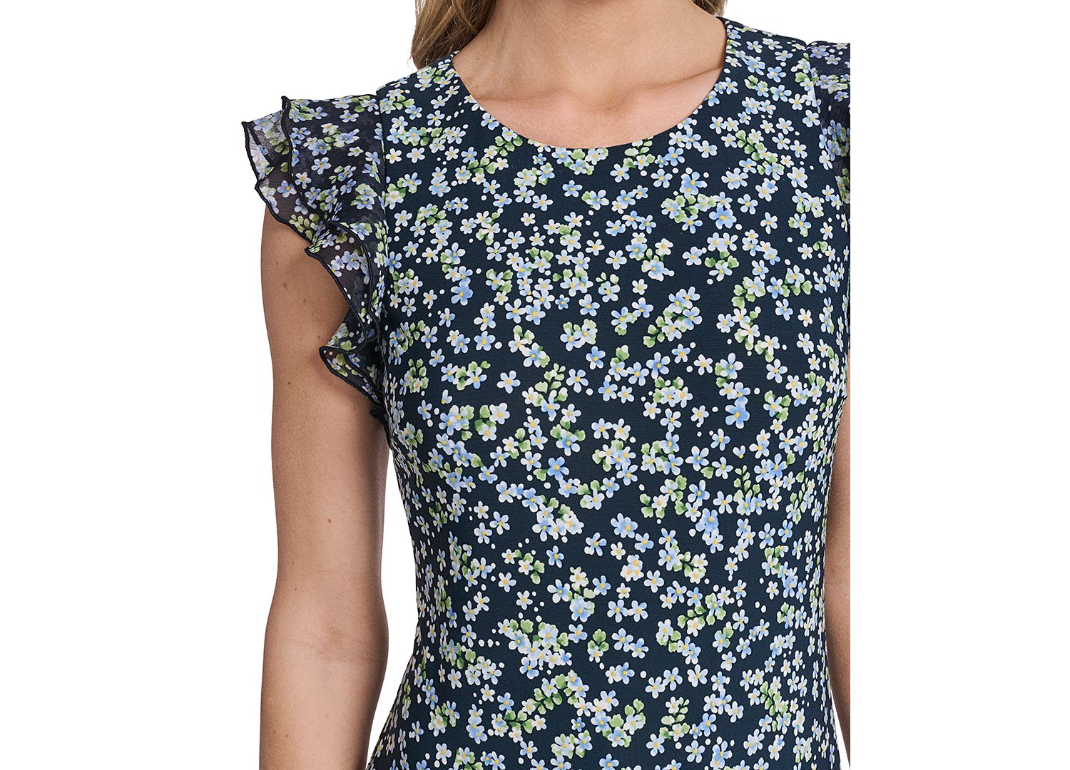 Women's Short Jersey with Flutter-Sleeve and Bottom Shift Dress
