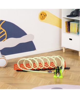 Track Builder DIY Loop Kit - Luminous Glow-in-the-Dark Track, Spider Model Pull-Back Car with Light Effects, 33.75" Race Track Set, Hands-On Building