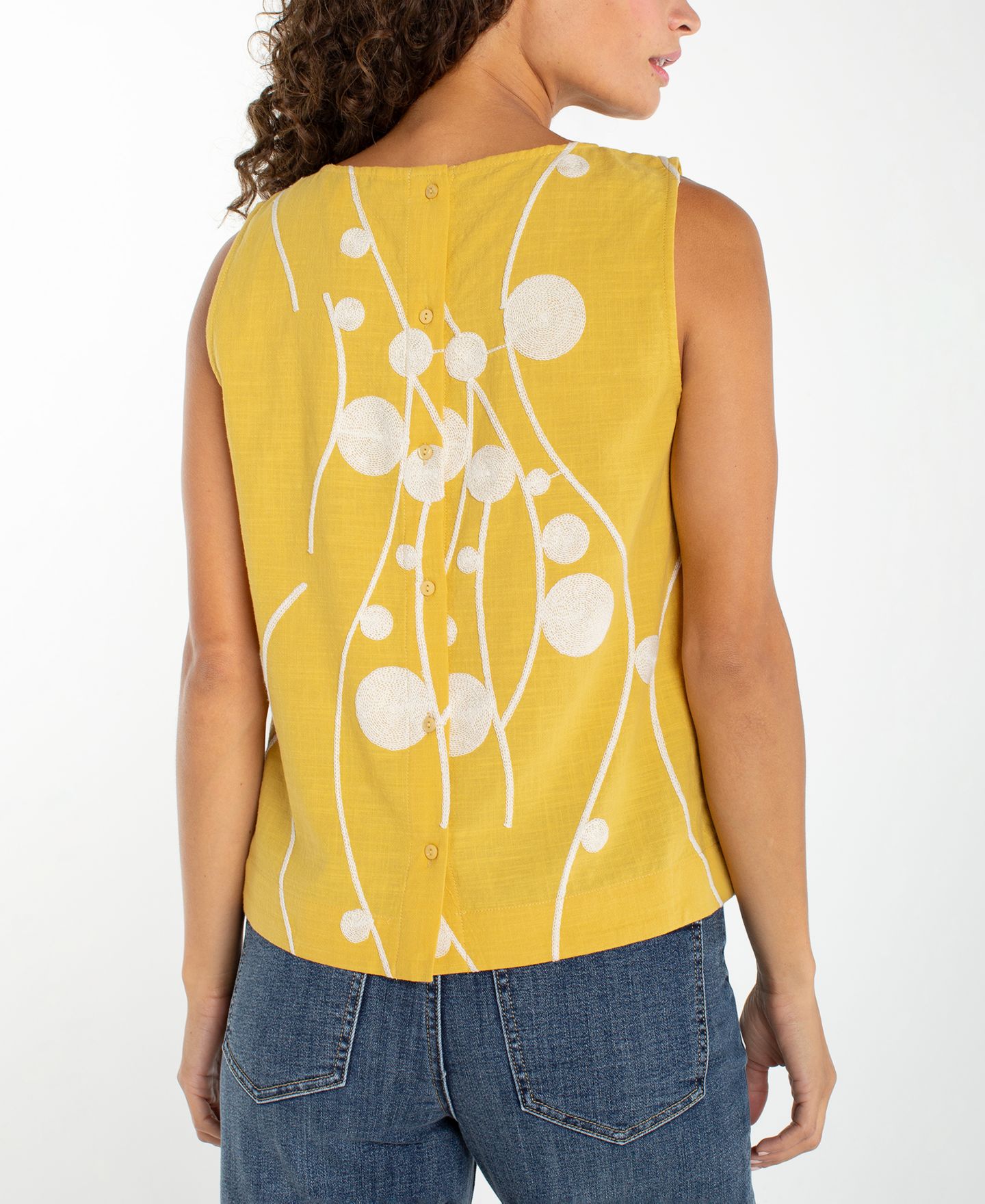 Женский топ Liverpool Los Angeles Printed Sleeveless Cotton, цвет: Жёлтый / Кремовый — фото 3
