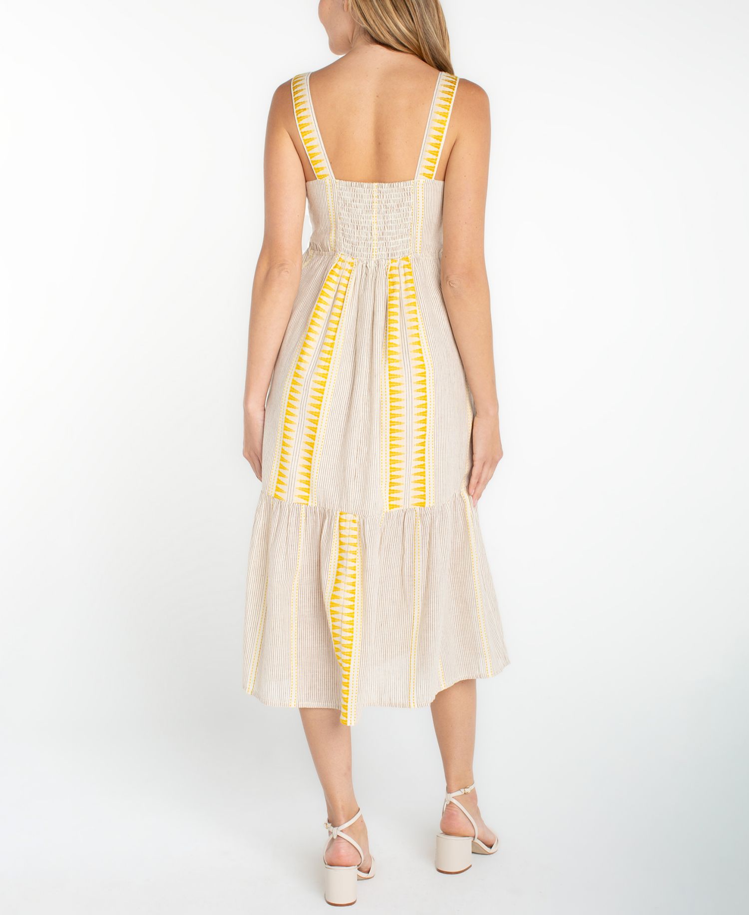 Women's Striped V-Neck Midi Dress