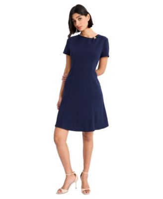 short sleeve mini dress formal Pink Round Neck Short Sleeve Satin Mini Dress
