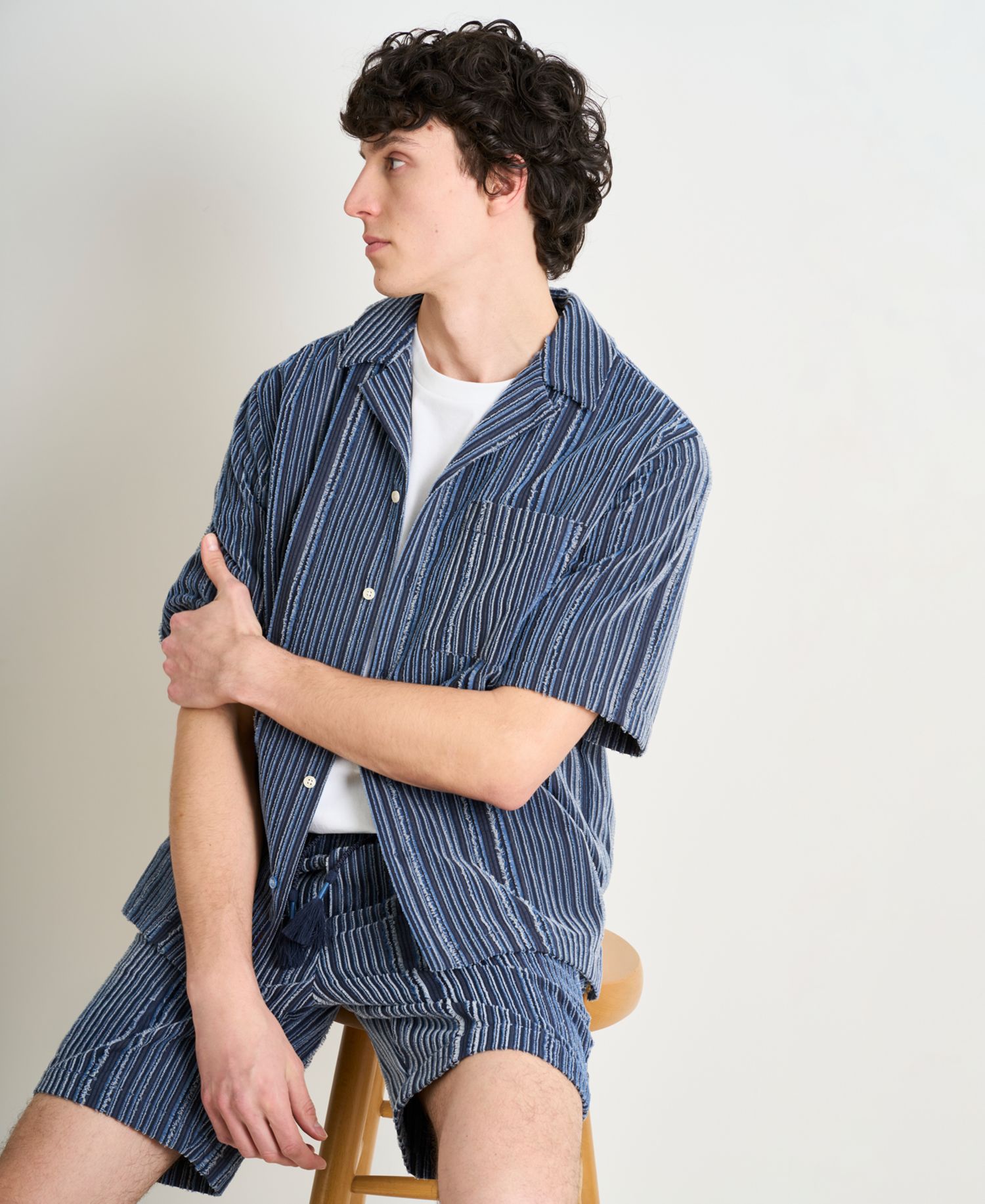 Men's Mid Rise Striped Bermuda Shorts