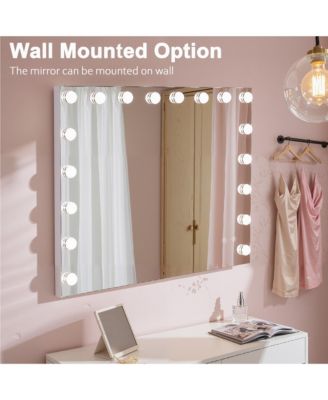 31.5x22.8 Inch Hollywood Vanity Mirror with Lights 18 Dimmable Bulbs Bluetooth Speaker Touch Screen USB Charging Table or Hanging Mount