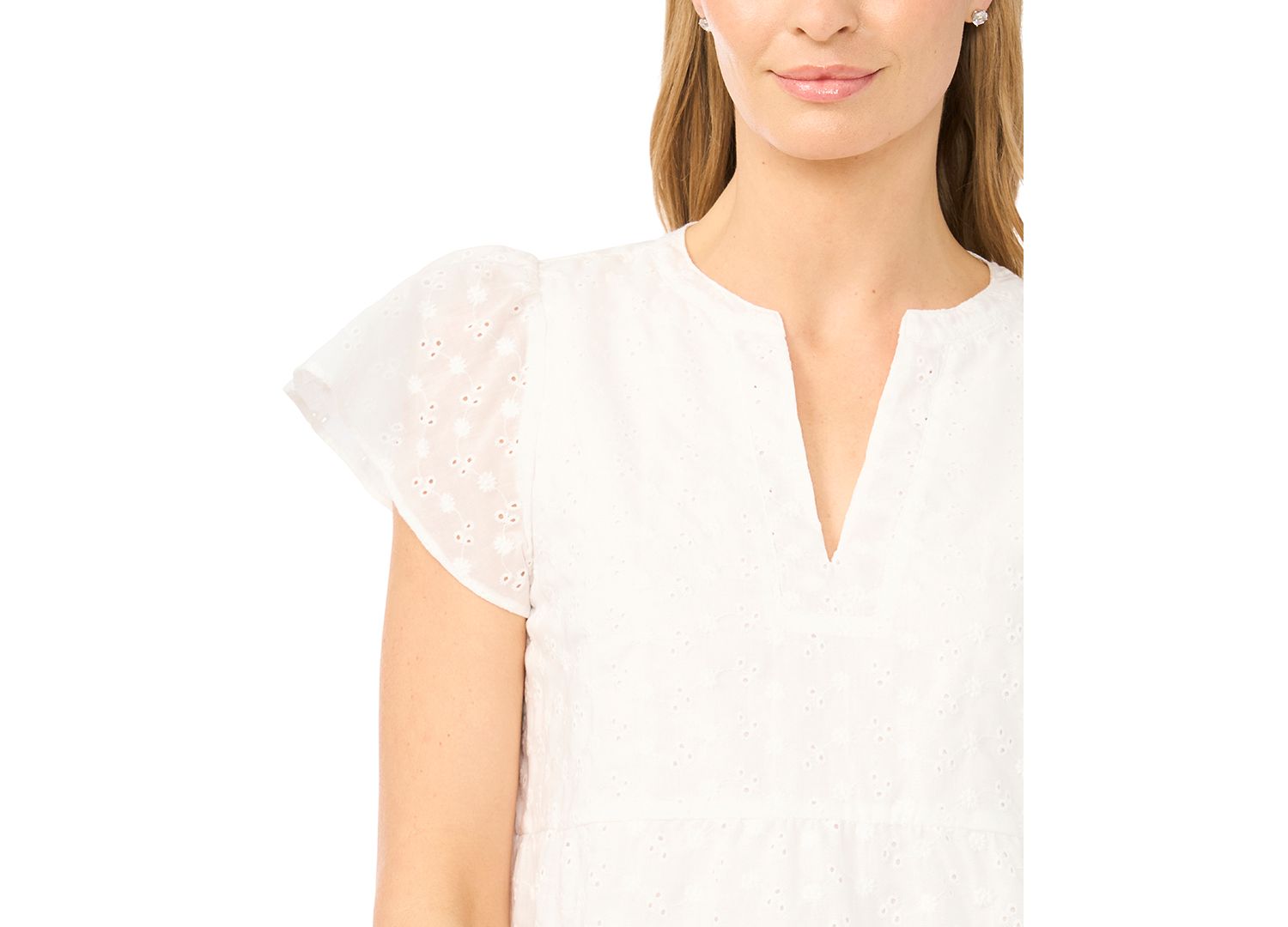 Women's Short-Sleeve Split Neck Ruffle Tiered Dress