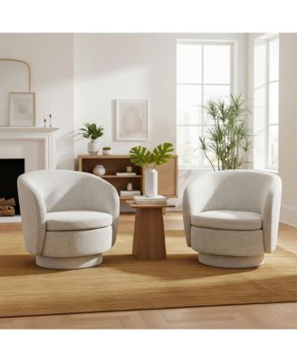 30.5" Swivel Barrel Accent Chair, Round Upholstered Armchair, 1 Pc